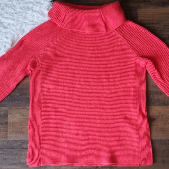 Lands' End Red Orange Cowl Neck Heavy Sweater - Picture 7 of 8
